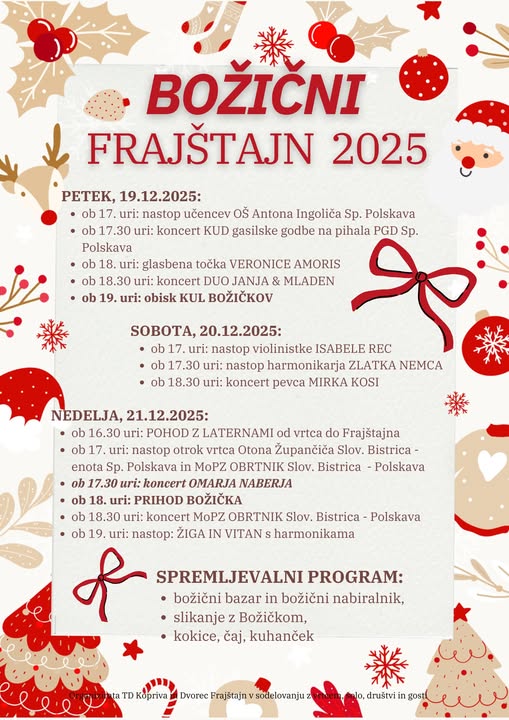 Božični Frajštajn 25 od 19.12 do 21.12.2025 na Spodnji Polskavi pri dvorcu Freistein