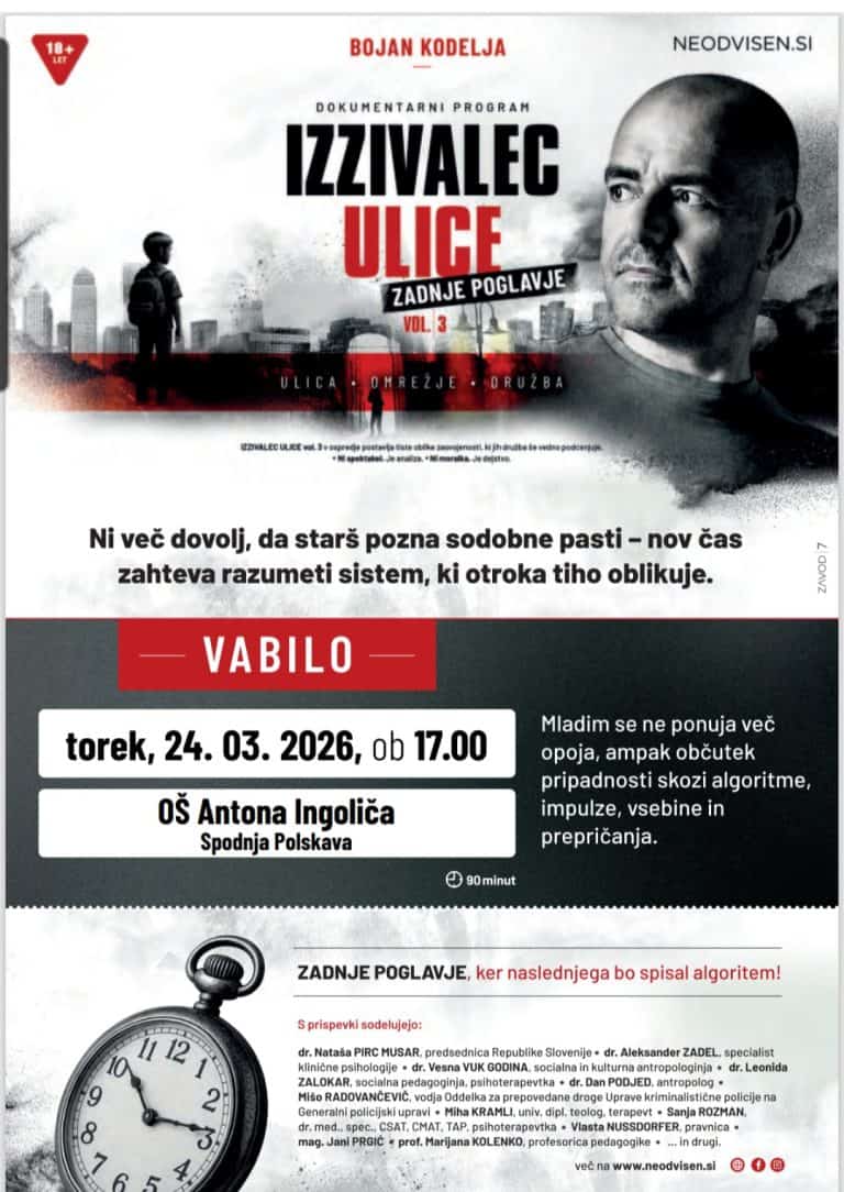 Izzivalec ulice – VABILO na OŠ Antona Ingoliča Sp.Polskava dne 24.03.2026 ob 17:00 uri